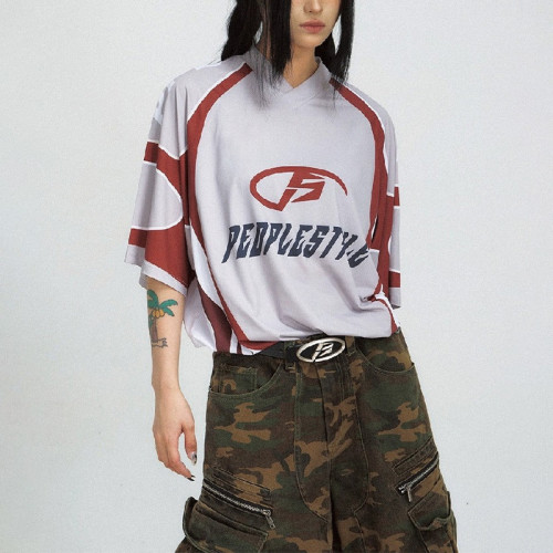 Polyester sports t-shirts | V-neck unisex jersey | U.S. bestseller | Streetwear manufacturer