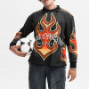 Polyester soft jersey | Streetwear supplier | Men's black long-sleeved tops | Large pattern printed