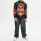 Polyester soft jersey | Streetwear supplier | Men's black long-sleeved tops | Large pattern printed