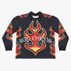 Polyester soft jersey | Streetwear supplier | Men's black long-sleeved tops | Large pattern printed