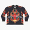 Polyester soft jersey | Streetwear supplier | Men's black long-sleeved tops | Large pattern printed