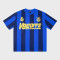 Men 100%cotton soccer jersey | Blue striped sports t-shirt | Badge printed | Custom World Cup jersey