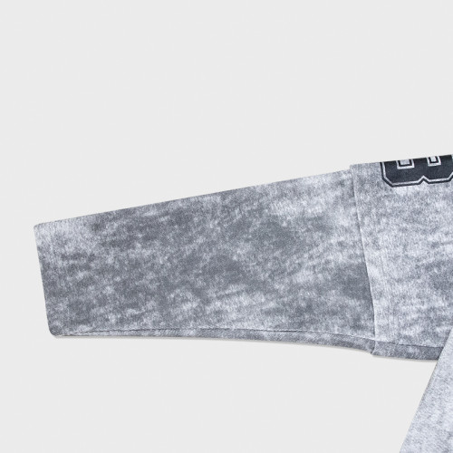 Men long sleeve denim jersey | Turn-down collar | Embroidered pattern | Acid wash t-shirts | Factory