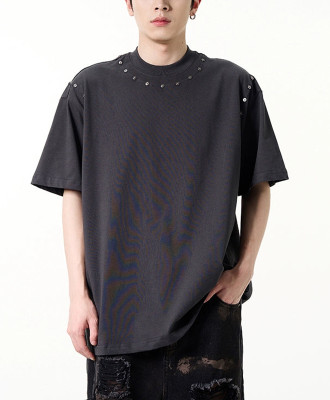 Hot rhinestone studs | Casual blank t-shirts | Black unisex cotton tshirts | Streetwear manufacturer