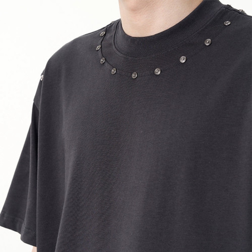 Hot rhinestone studs | Casual blank t-shirts | Black unisex cotton tshirts | Streetwear manufacturer