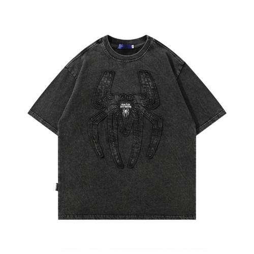 Spider embroidery t-shirts | Heavyweight | Summer fashion t-shirts | Acid wash | Streetwear supplier