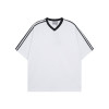 Garment supplier | Cotton v-neck sports t-shirts | Unisex striped tee | Loose fit activewear