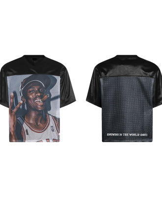 Oversized streetwear tee | Basketball jersey | Apparel factory | V-neck satin t-shirt | Printing
