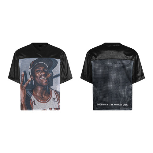 Oversized streetwear tee | Basketball jersey | Apparel factory | V-neck satin t-shirt | Printing