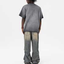 Streetwear supplier | Washed gray t-shirt for men | Heavy cotton t-shirt | 3D embroidery logo tshirt