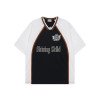 Colourblock polyester top | Clothing factory | Men plus size jersey t-shirt | Digital print | V-neck
