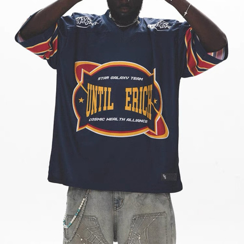 Men oversize football jersey | Fashion-forward | Sport number print tee | Polyester | Tshirt factory