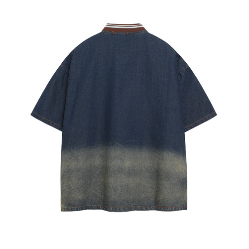 Garment factory | Streetwear denim t-shirts | Towel embroidery graphic tee | V-neck jersey | Washed