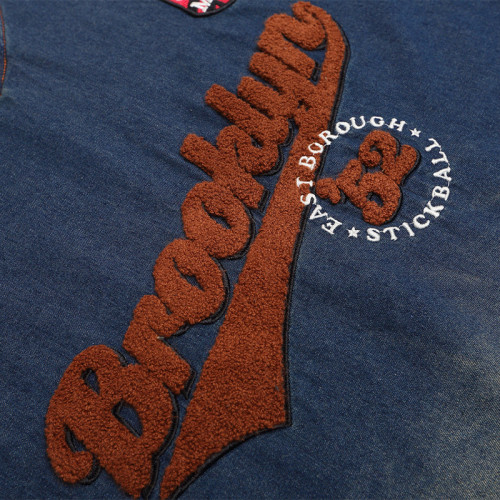 Garment factory | Streetwear denim t-shirts | Towel embroidery graphic tee | V-neck jersey | Washed