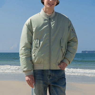 Light green pilot jacket | Minimalist casual jacket | Japanese retro winter jacket | Jacket supplier