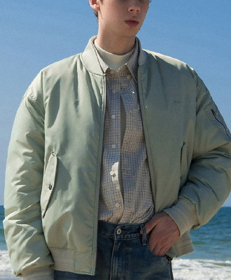 Light green pilot jacket | Minimalist casual jacket | Japanese retro winter jacket | Jacket supplier