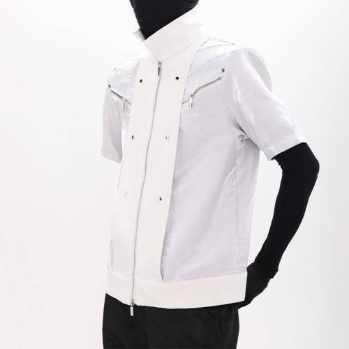 Men short-sleeve vest jacket | Zipper stand-up collar jacket | Nylon lightweight jacket | OEM jacket