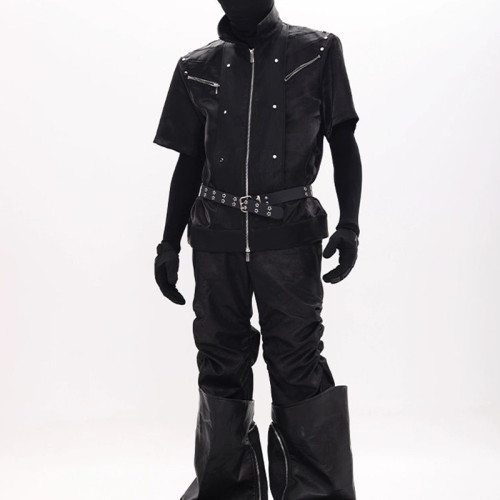 Men short-sleeve vest jacket | Zipper stand-up collar jacket | Nylon lightweight jacket | OEM jacket