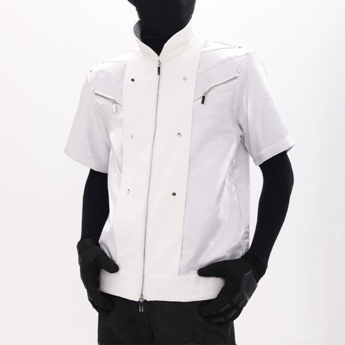 Men short-sleeve vest jacket | Zipper stand-up collar jacket | Nylon lightweight jacket | OEM jacket