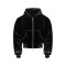Black velvet hooded jacket | Street rhinestone jacket | Mens short zipper jacket | Clothing supplier
