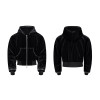 Black velvet hooded jacket | Street rhinestone jacket | Mens short zipper jacket | Clothing supplier