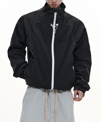 Black lightweight jacket | Stand-up collar sports jacket | Windproof casual jacket | Jacket factory