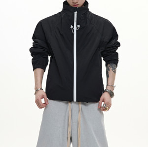 Black lightweight jacket | Stand-up collar sports jacket | Windproof casual jacket | Jacket factory