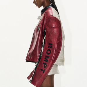 Vintage racing jacket | Colorblock leather jacket | Heavyweight motorcycle jacket | Jackets factory