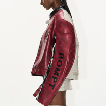 Vintage racing jacket | Colorblock leather jacket | Heavyweight motorcycle jacket | Jackets factory