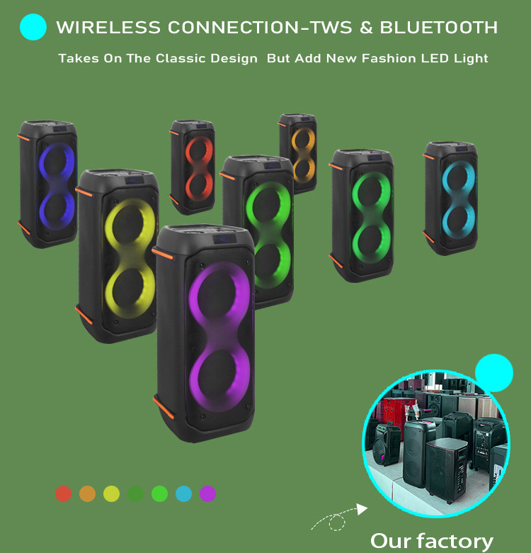 ODM Dual 6.5 "Altavoz Bluetooth inalámbrico con luces de colores