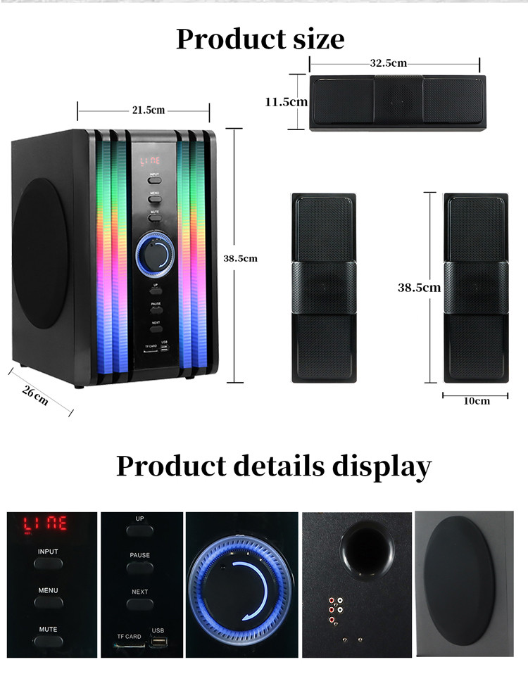 size detail of Wholesale Dynamic RGB Computer Speakers AS-C380
