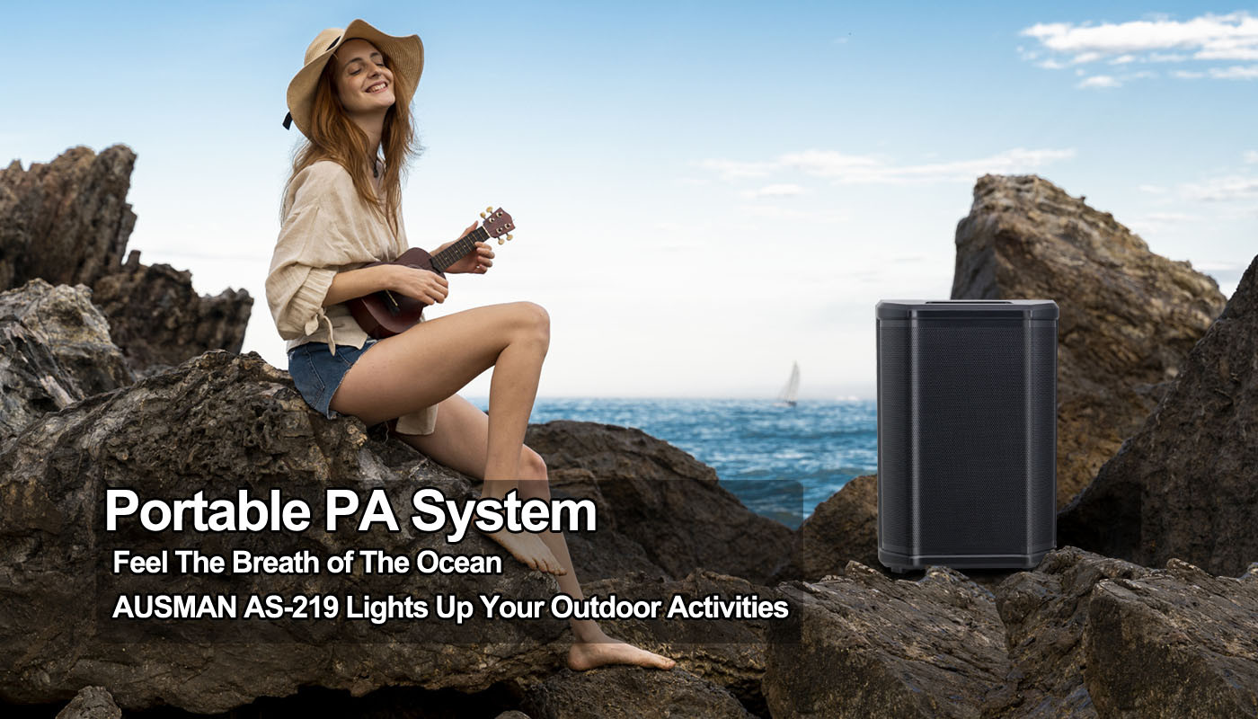 beach vacation with portable pa system
