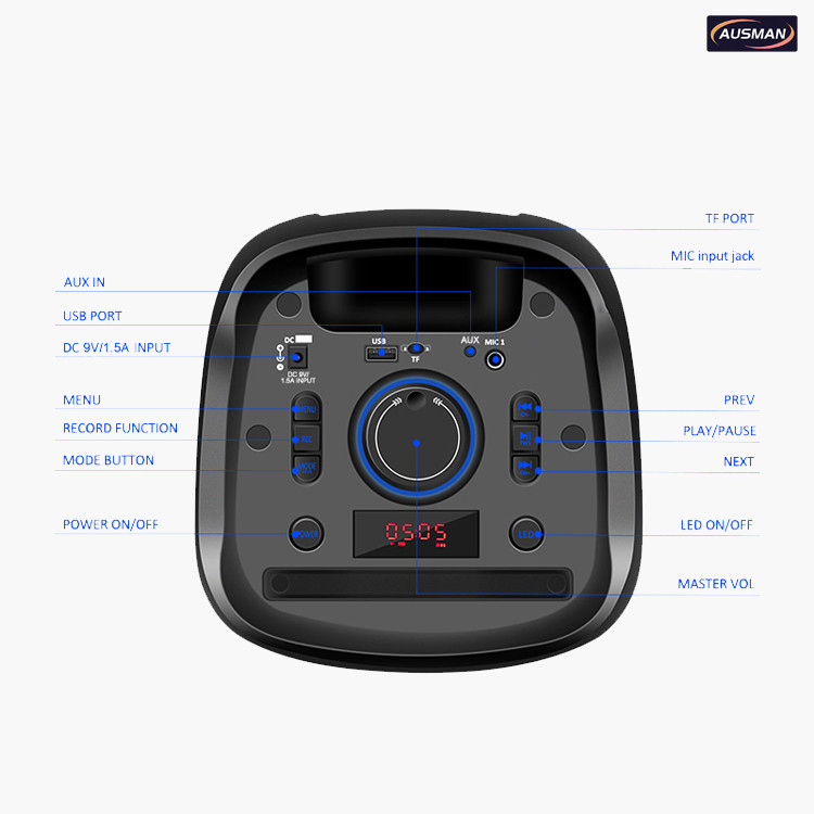 Bluetooth Speaker With Wheels AUSMAN AS-0808L