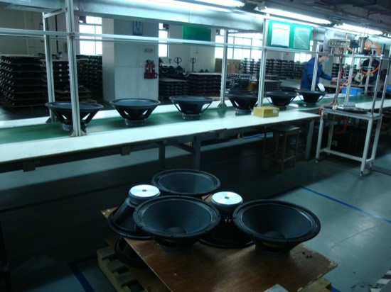 The production line of the subwoofer