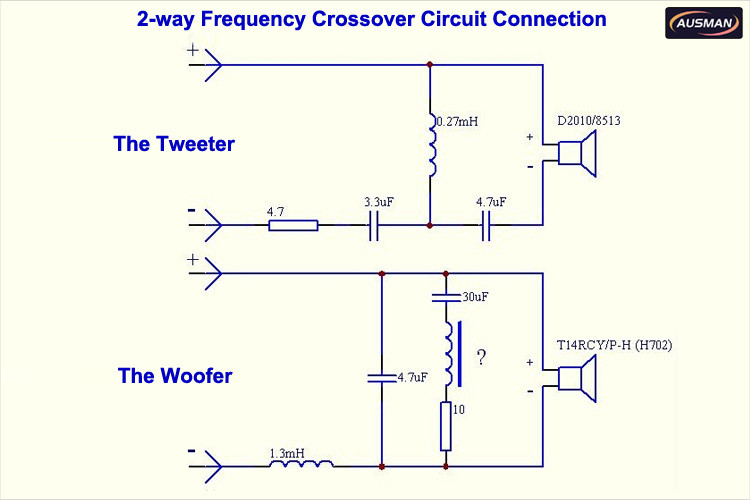 2-way Frequency Crossover Circuit Connection