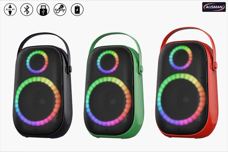 colorful portable speaker with bass AUSMAN AS-PT104