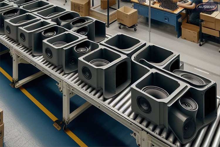 Speaker Enclosures In Speaker Manufacturing Line