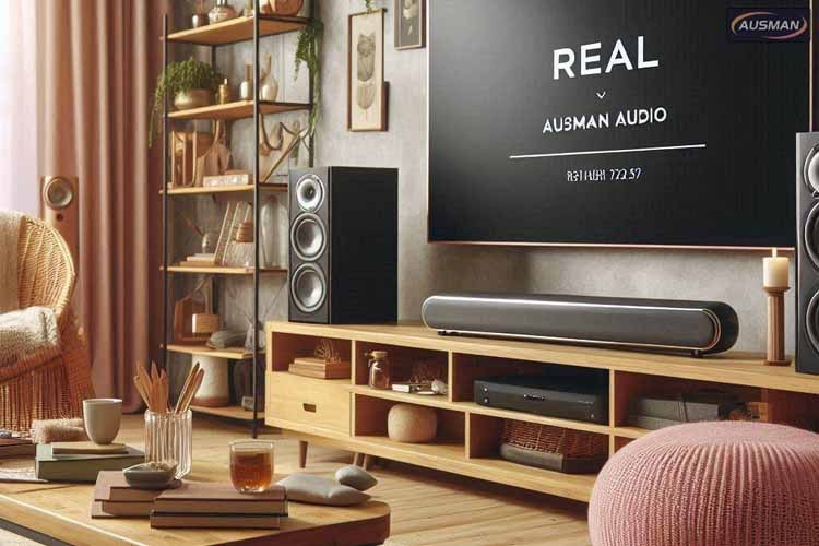 AUSMAN soundbar wtih TV in living room