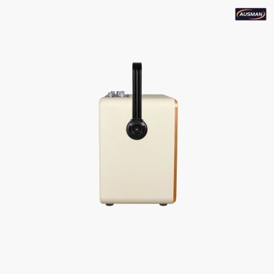 White Leather and Brass Mesh Retro Look Speaker