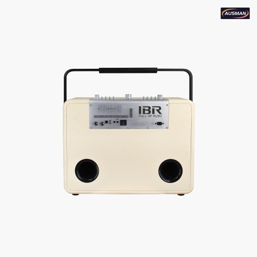 White Leather and Brass Mesh Retro Look Speaker