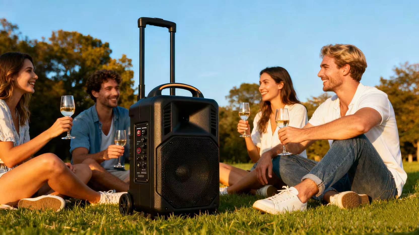 trolley party speaker used in outdoors