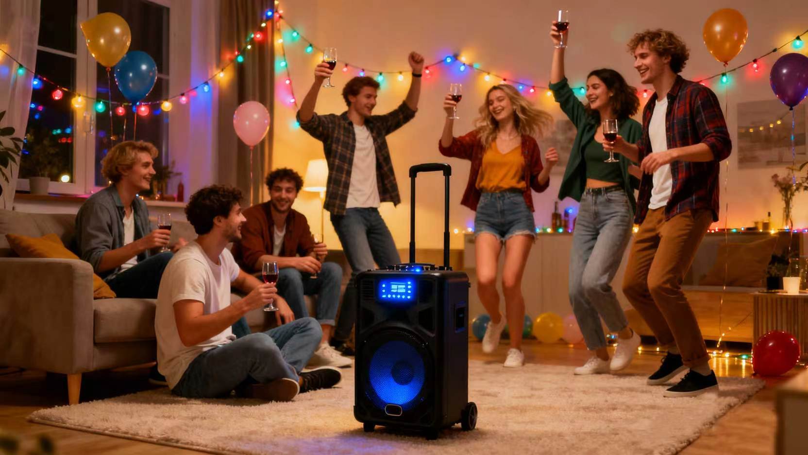 Portable Trolley Bluetooth Speaker applied in indoor party