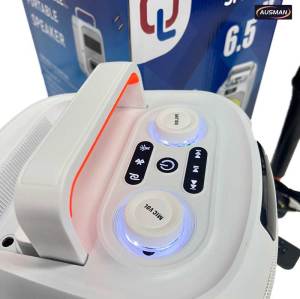 مكبر صوت محمول من البلاستيك الأسود مزود بميكروفون