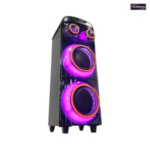 Portable Party Bluetooth Speaker with Wireless Mic & LED Lights