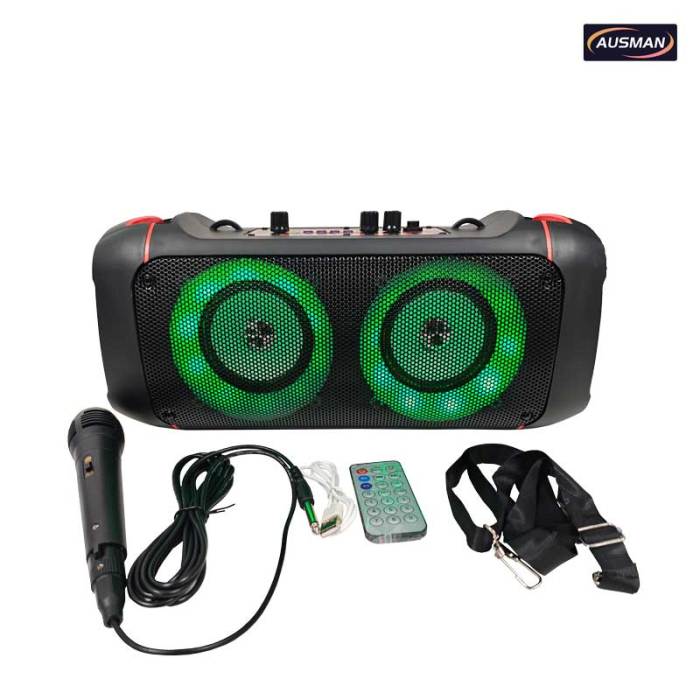 Portable Wireless Party Speaker with Shoulder Strap & Wired Mic