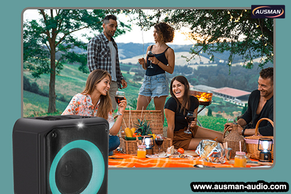 Altavoz de fiesta AS-T308 con múltiples funciones en el picnic