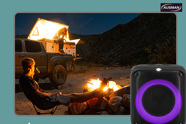 Altavoz AS-T308 con espectáculo de luces LED en la naturaleza