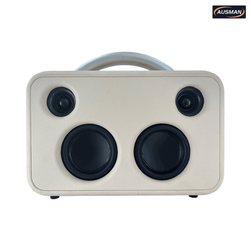 Altavoz de diafragma clásico de cuero blanco con aspecto retro, venta al por mayor