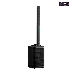 Powered Column Speaker with Dual Wireless Mics