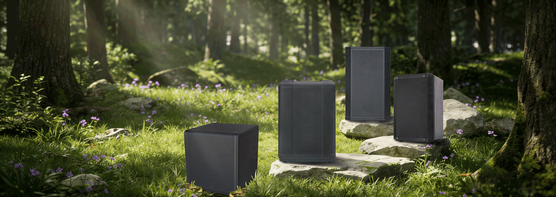 Party Speakers by the Prominent Audio Speaker Manufacturer Ausman, Functioning at an Outdoor Bash